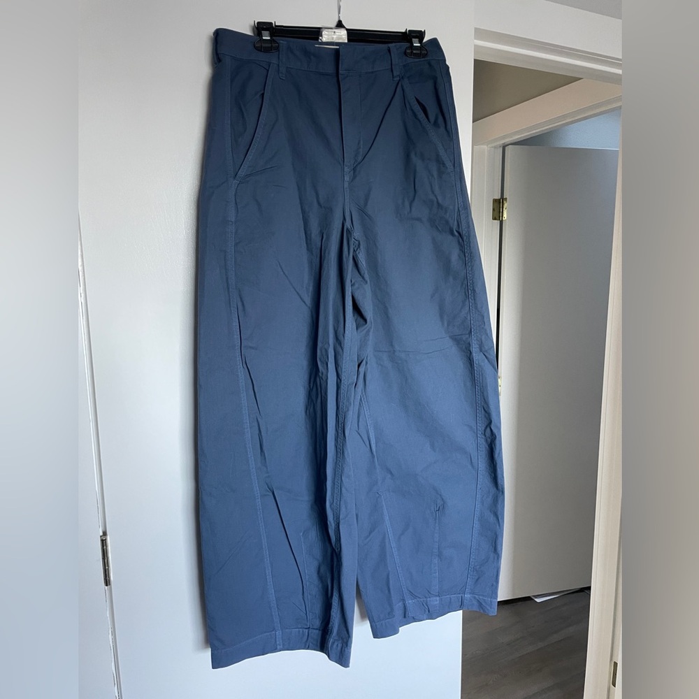 Free People We the Free Rylee chino trouser in dark denim barrel fit
